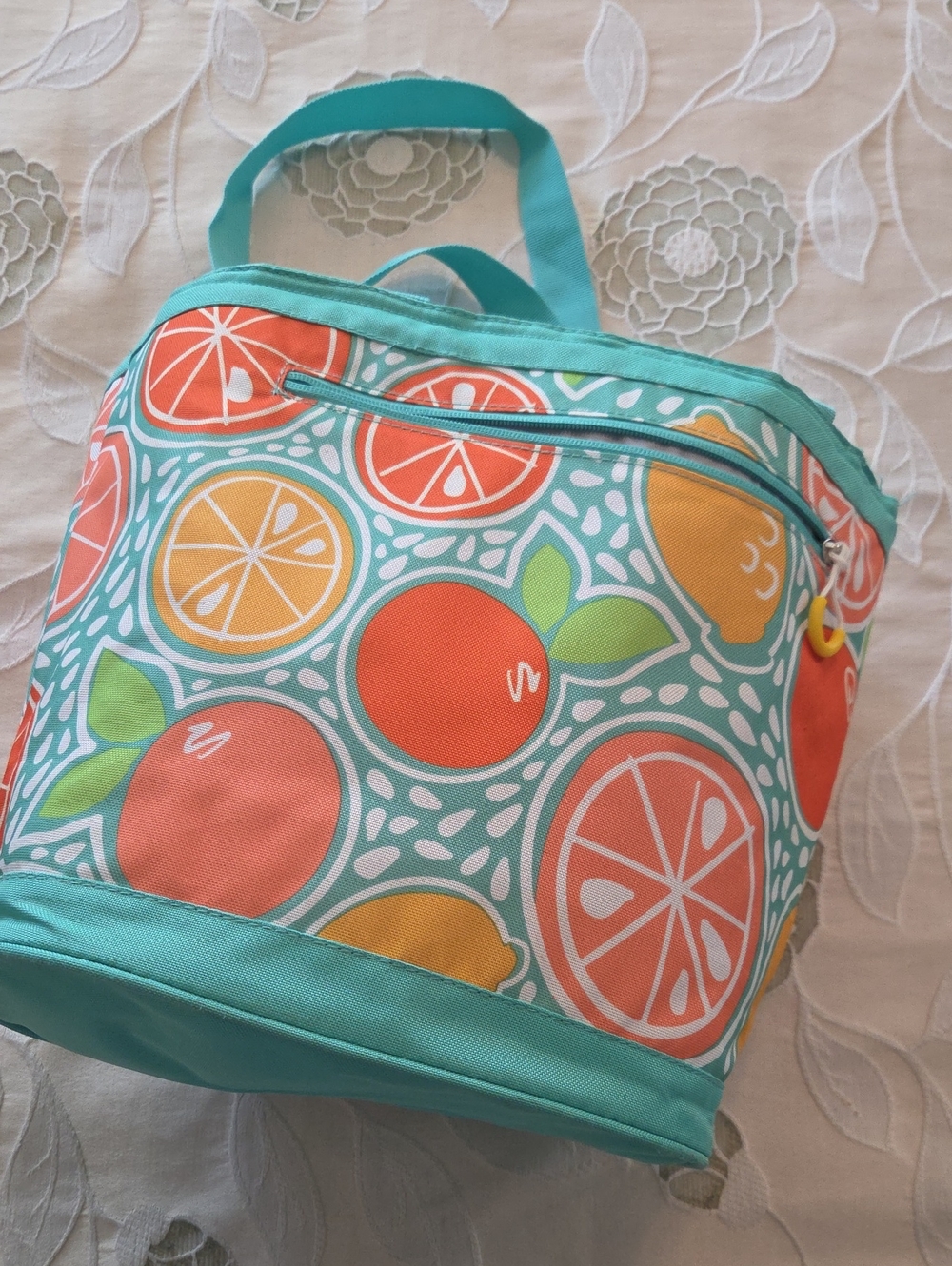 Women’s Aqua Citrus Print Lunch Tote -